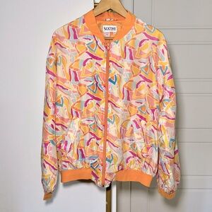 Vintage Y2K Zip Up Bomber Style Lightweight Women's Silk Jacket Size‎ Medium